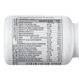 Close-up of the Geri-Care Multivitamin Supplement with Minerals bottle label showing Supplement Facts. Lists key immune-supporting vitamins and minerals per serving, including Vitamin A, C, D, E, B vitamins, Calcium, Iron, Magnesium, and Zinc.