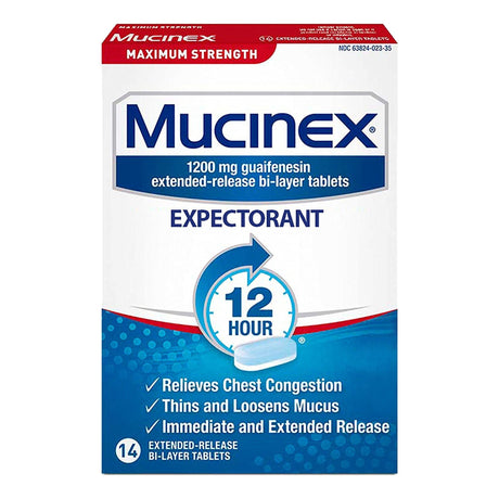 Mucinex Maximum Strength Chest Congestion Expectorant Extended-Release Tablets, 1200 mg, Guaifenesin