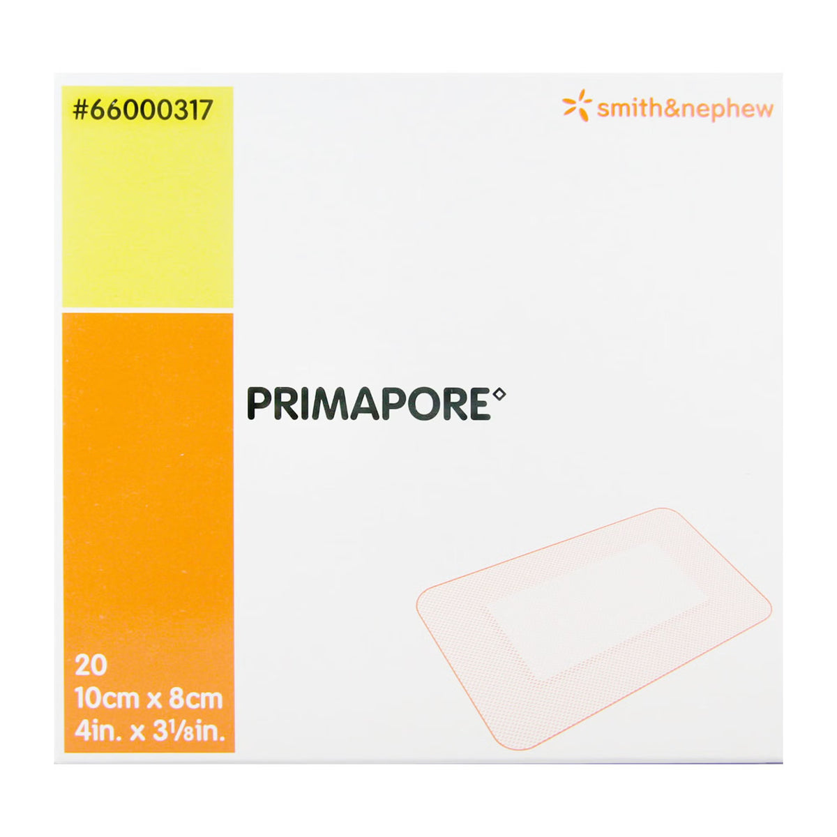 Primapore Island Dressing, Adhesive Wound Dressing, 3.125" x 4", White, Polyester Nonwoven, Sterile - 66000317-Single - LL Medico