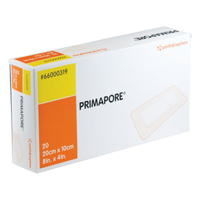 Primapore Adhesive Island Dressing, Sterile, 4" x 8", White, Polyester Nonwoven, Film Backing - 66000319-Single - LL Medico