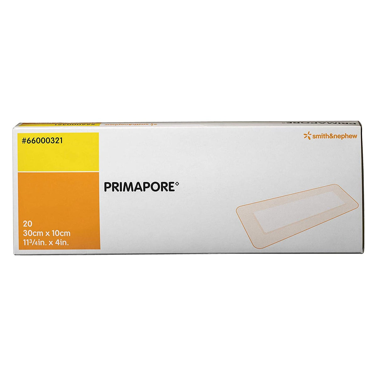 Primapore Island Dressing, Adhesive Wound Dressing, 4 x 11.75", White, Polyester Nonwoven, Sterile - 66000321 - LL Medico