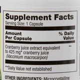 The supplement facts label for Optimum Cranberry Dietary Supplement by Optimum shows 1 capsule contains cranberry juice extract (425 mg equivalent) to support urinary tract health. Daily value not established. Other ingredients partially visible.