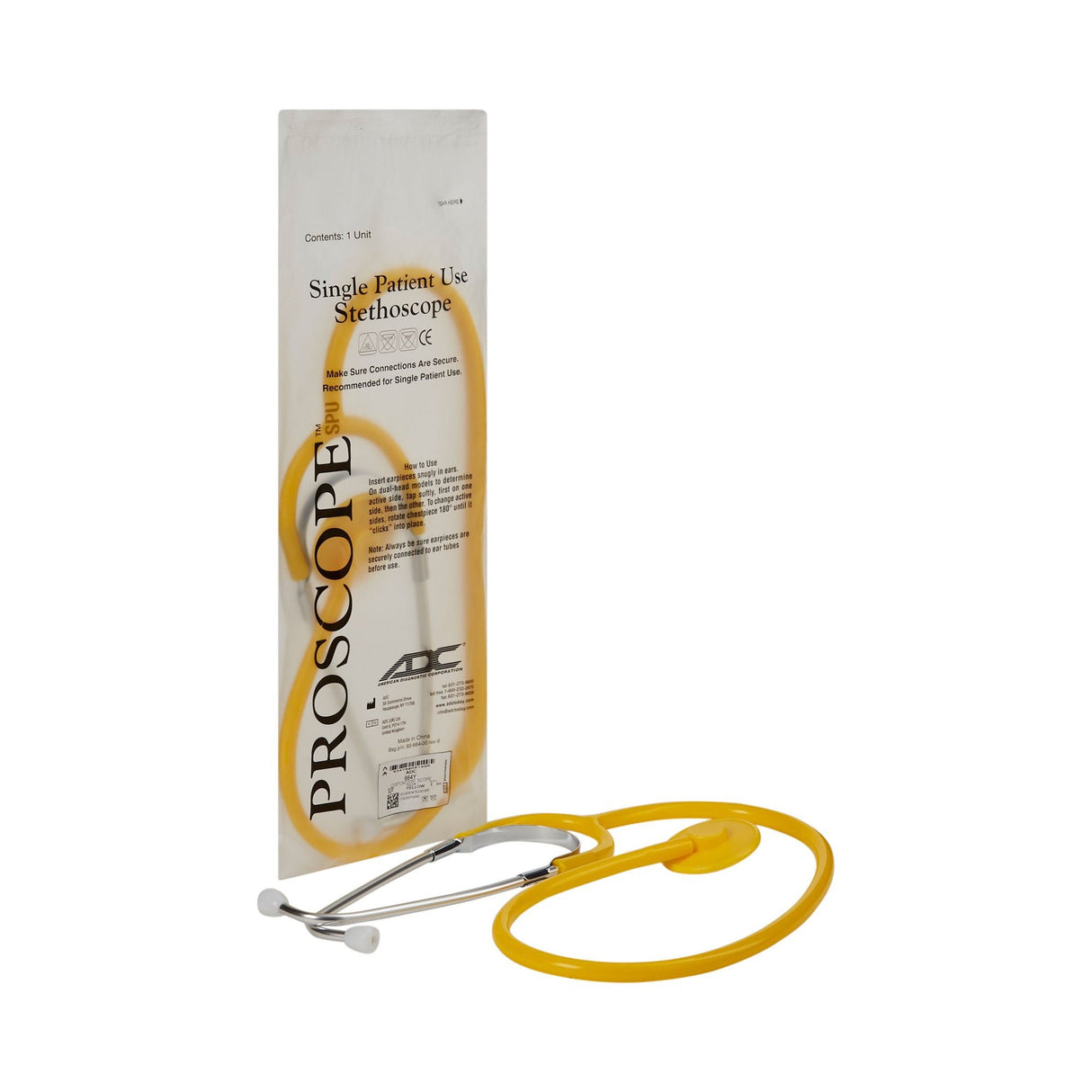 Proscope Disposable Stethoscope, Yellow, 22"