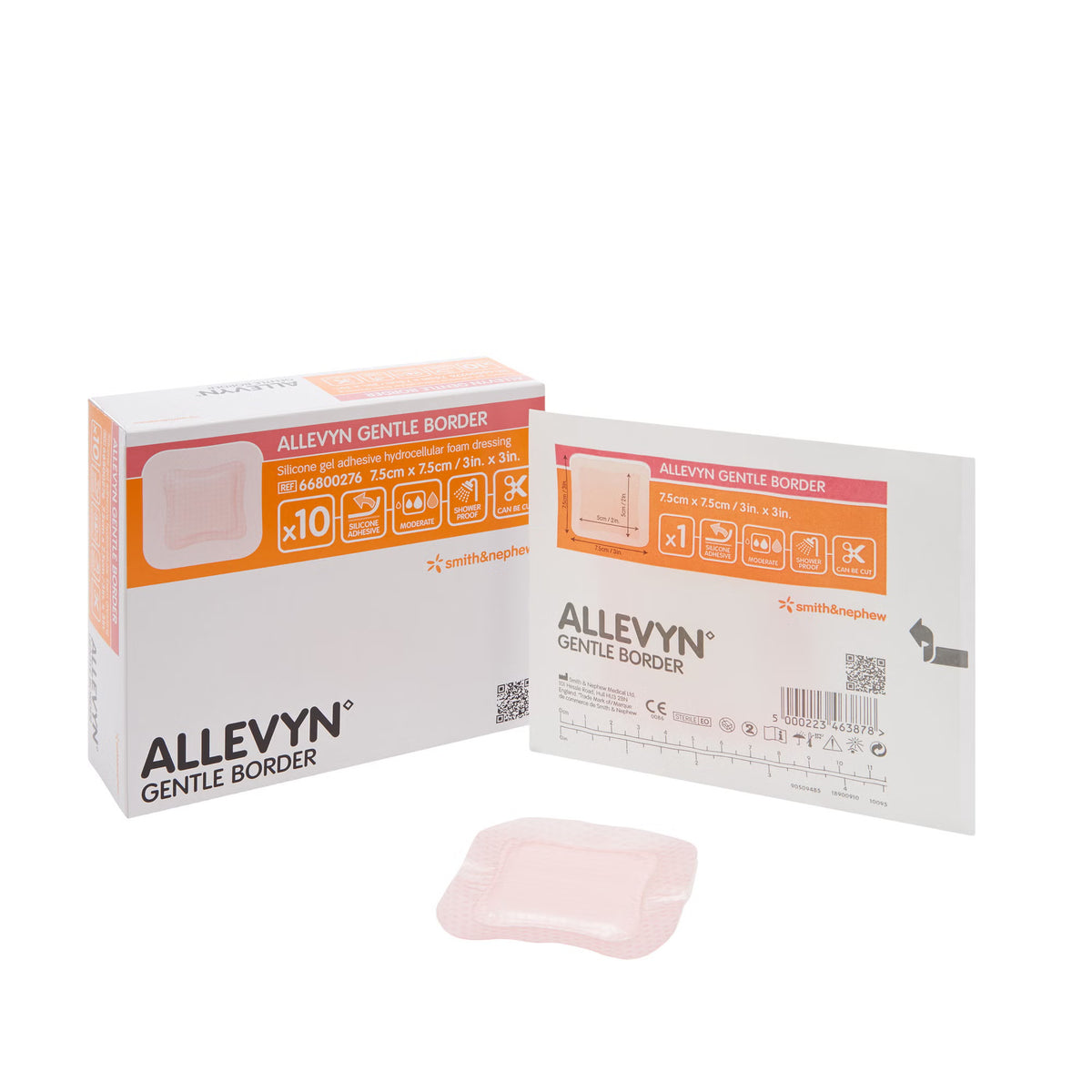 Smith & Nephew Allevyn Gentle Border Foam Dressing, Square, Sterile - 66800276 - LL Medico