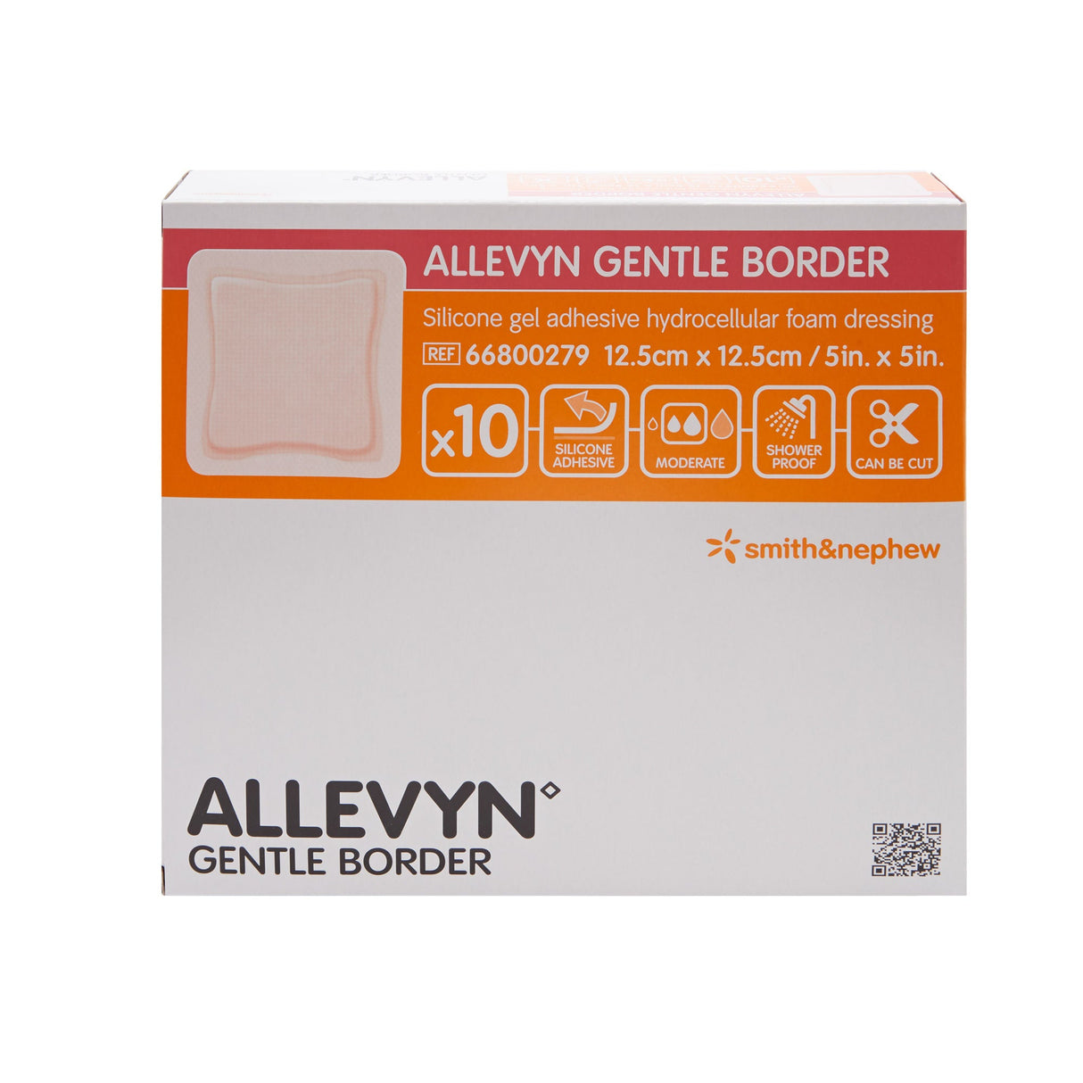 Smith & Nephew Allevyn Gentle Border Foam Dressing, Square, Sterile — 5" x 5"