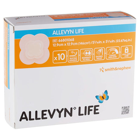 Smith & Nephew Allevyn Life Silicone Adhesive with Border Silicone Foam Dressing, 5¾ x 5¾ Inch
