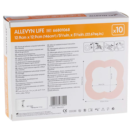 Smith & Nephew Allevyn Life Silicone Adhesive with Border Silicone Foam Dressing, 5¾ x 5¾ Inch