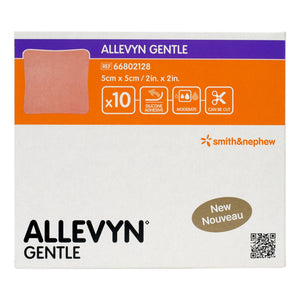 Smith & Nephew Allevyn Gentle Silicone Foam Dressing, Without Border, Sterile, Adhesive, 2" x 2" - 66802128 - LL Medico