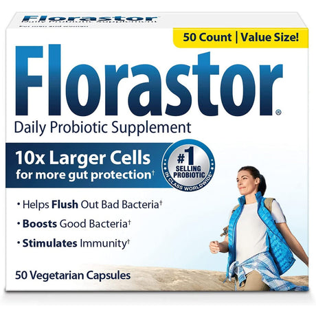 Florastor Dual Action Probiotic, 250 mg, Vegetarian Capsules - 66825000201 - LL Medico