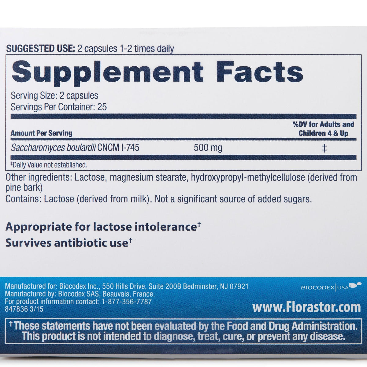 Florastor Dual Action Probiotic, 250 mg, Vegetarian Capsules - 66825000201 - LL Medico