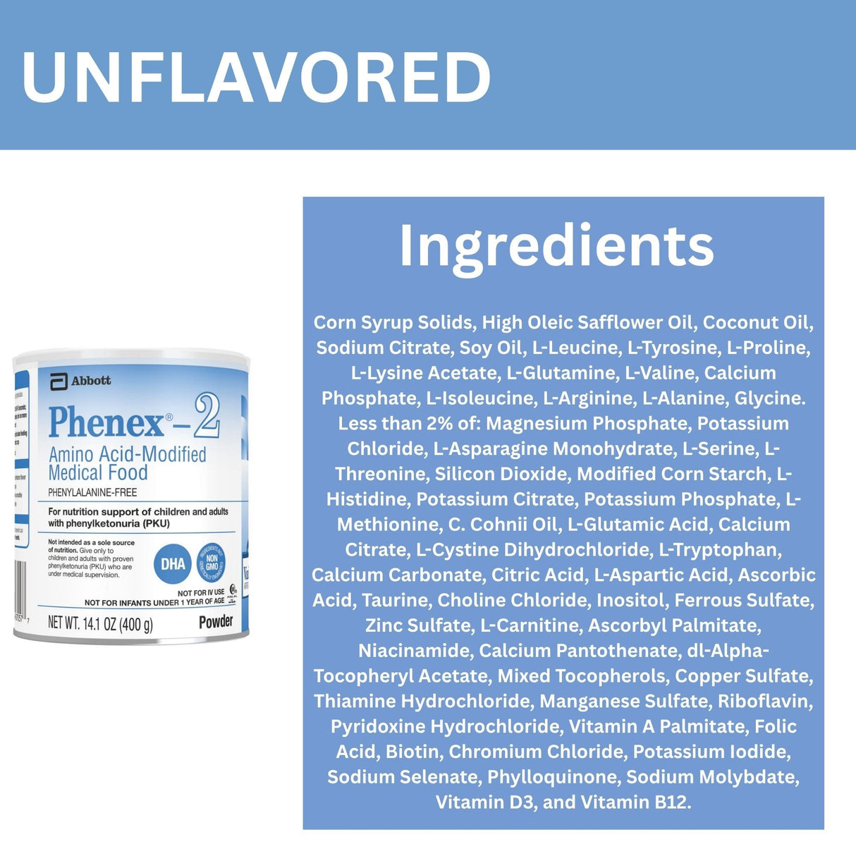 Phenex-2 Amino Acid-Modified Medical Food Powder, Unflavored, 14.1 oz
