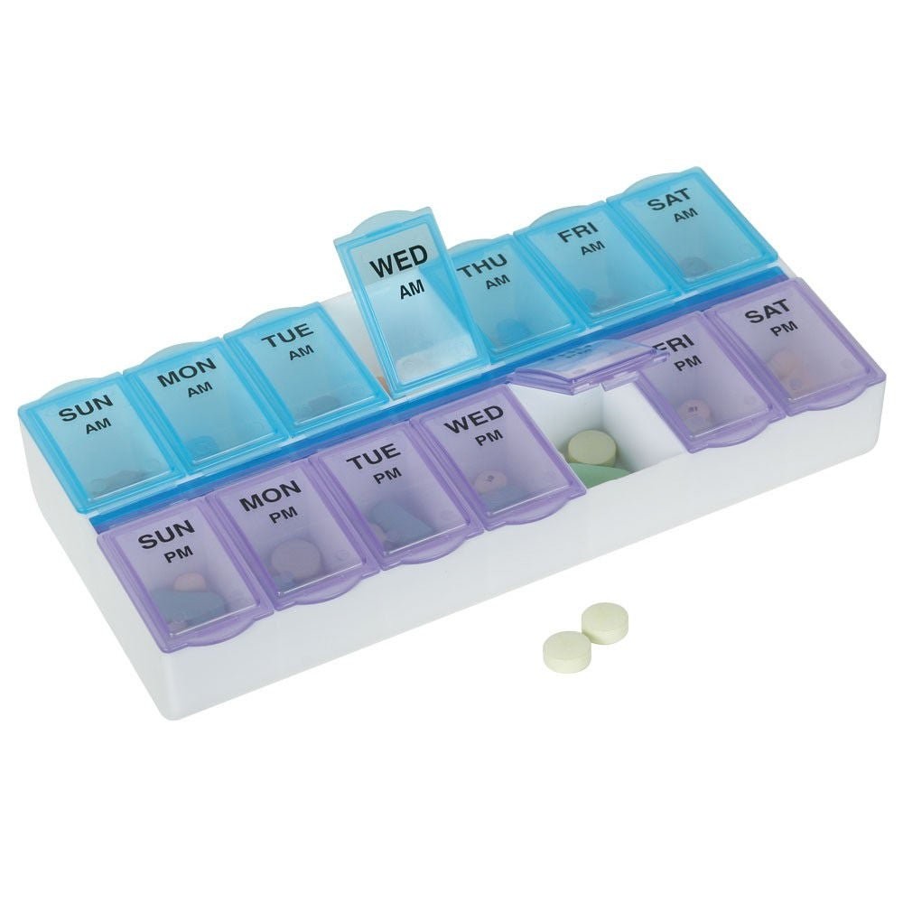 Ezy Dose Pill Organizer, 7 Day, 2 Dose, 0.625" x 1.25" x 7.25" - 67471 - LL Medico