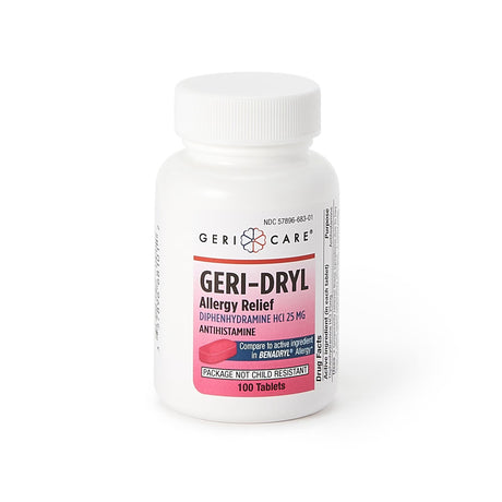 Geri-Dryl Allergy Relief Tablets, Diphenhydramine HCl 25 mg - 681-01-GCP - LL Medico