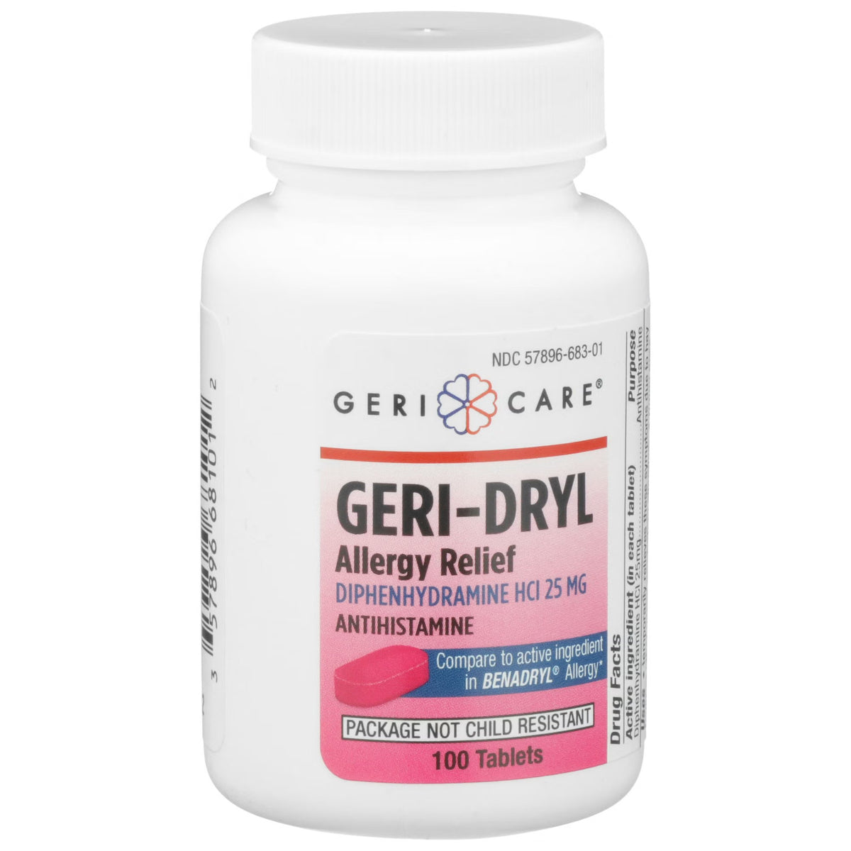 Geri-Dryl Allergy Relief Tablets, Diphenhydramine HCl 25 mg - 681-01-GCP - LL Medico