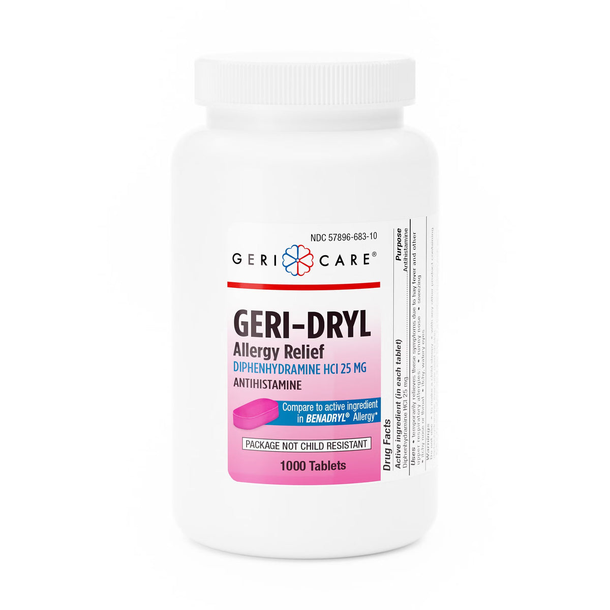 Geri-Care Geri-Dryl Allergy Relief, Diphenhydramine HCl 25 mg, Tablet - 681-10-GCP - LL Medico