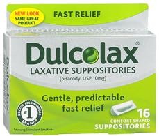 Dulcolax Laxative Suppositories, Bisacodyl 10 mg, Suppository