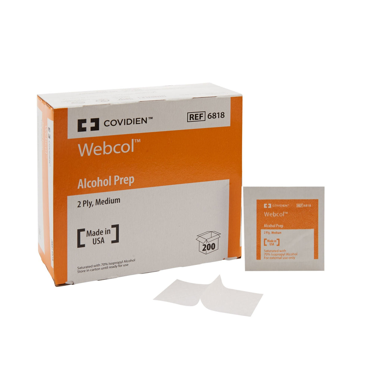 Webcol Alcohol Prep Pad, 1" x 1.25", Individual Packets - 6818- - LL Medico