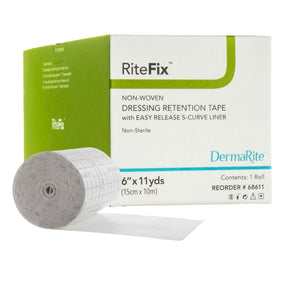 RiteFix Nonwoven Dressing Retention Tape, 6 Inch x 11 Yard, White
