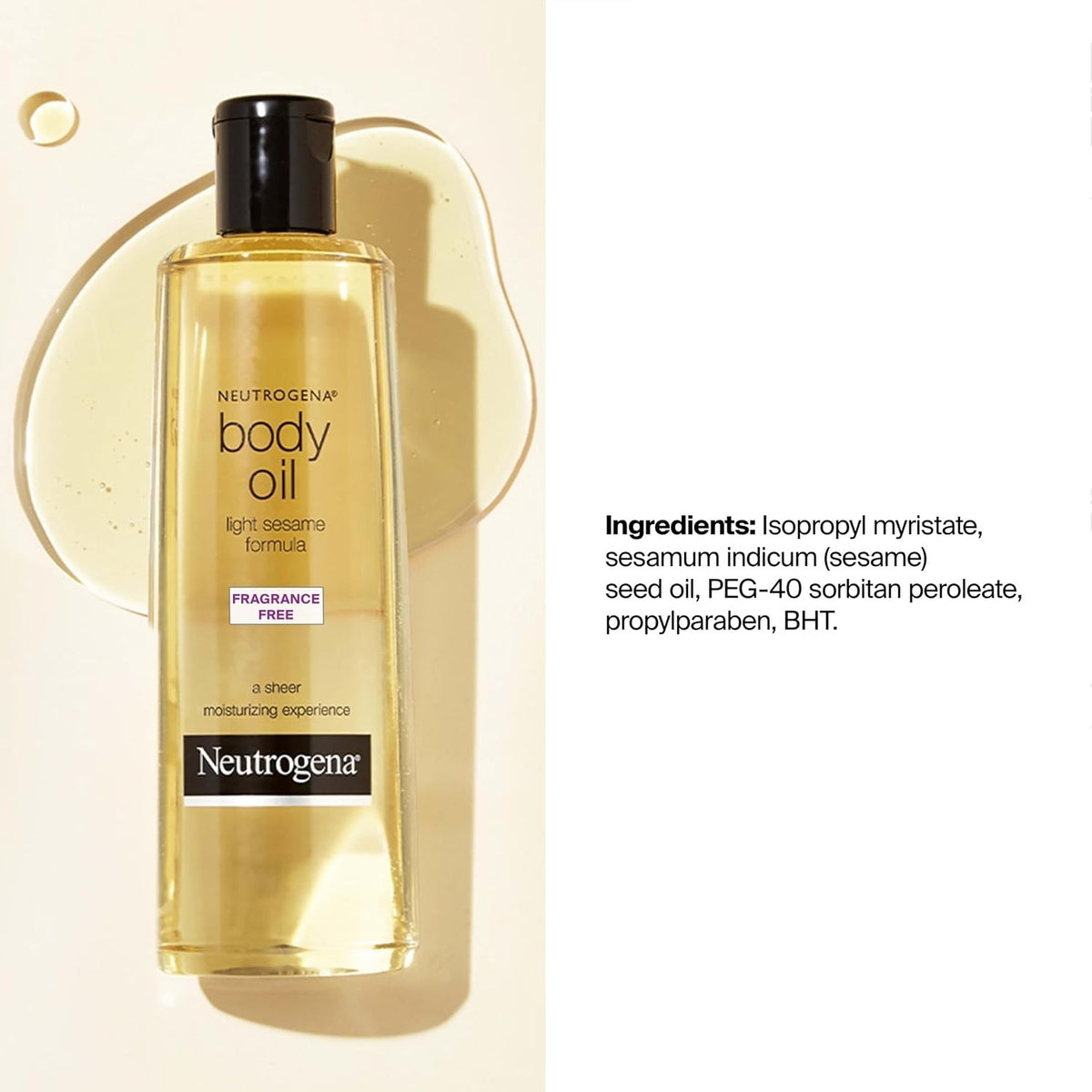 Neutrogena Body Oil, Light Sesame Formula, 8.5 fl oz