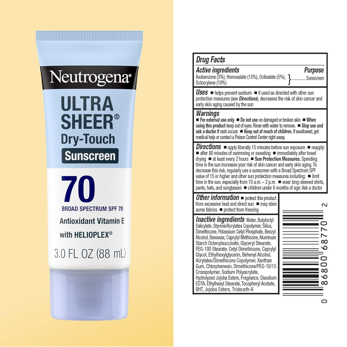 Neutrogena Ultra Sheer Dry-Touch Sunscreen SPF 70 Lotion, 3 fl oz