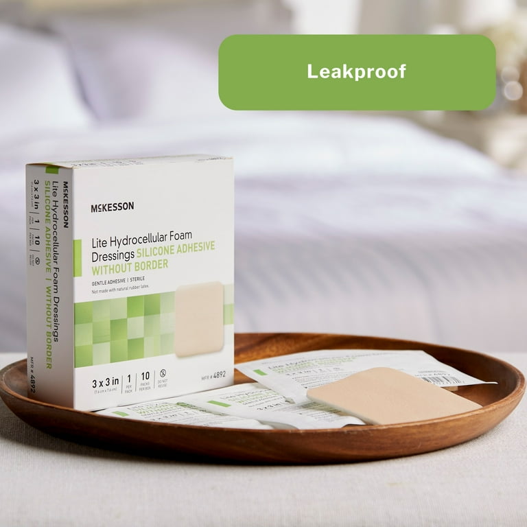 McKesson Lite Hydrocellular Foam Dressings w/ Border & Silicone Adhesive, 3 x 3"