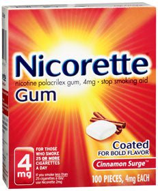 Nicorette Nicotine Gum, 4 mg, Cinnamon Surge, Stop Smoking Aid | LL Medico