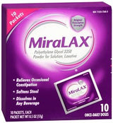 MiraLAX Laxative Powder, Polyethylene Glycol 3350, Gentle Constipation Relief - 10 count - LL Medico