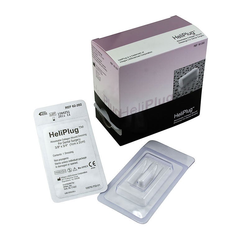 HeliPlug Absorbable Collagen Wound Dressing, Sterile, 0.375" x 0.75" - 62-202-Box - LL Medico