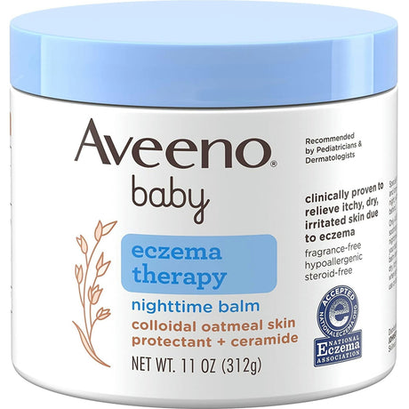Aveeno Baby Eczema Therapy Nighttime Balm Ointment, Unscented, 11 oz