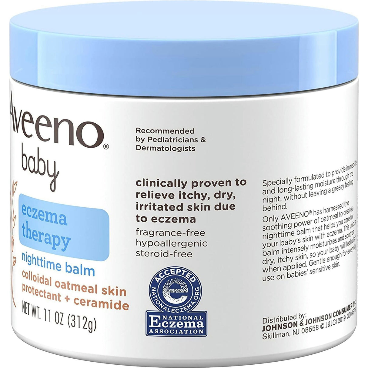 Aveeno Baby Eczema Therapy Nighttime Balm Ointment, Unscented, 11 oz