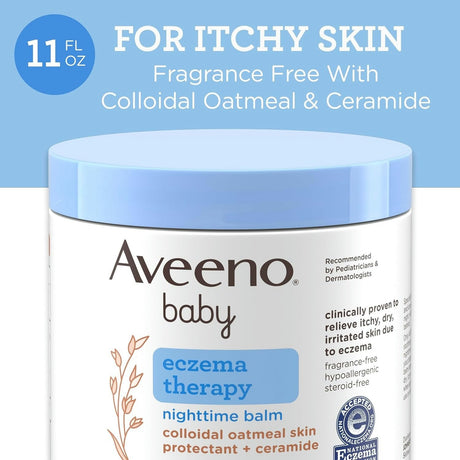Aveeno Baby Eczema Therapy Nighttime Balm Ointment, Unscented, 11 oz