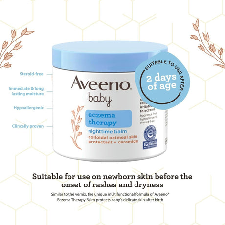 Aveeno Baby Eczema Therapy Nighttime Balm Ointment, Unscented, 11 oz