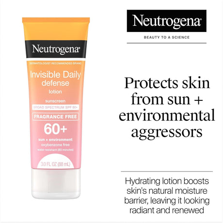 Neutrogena Invisible Daily Defense Sunscreen Lotion SPF 60+, Fragrance Free, 3 fl oz