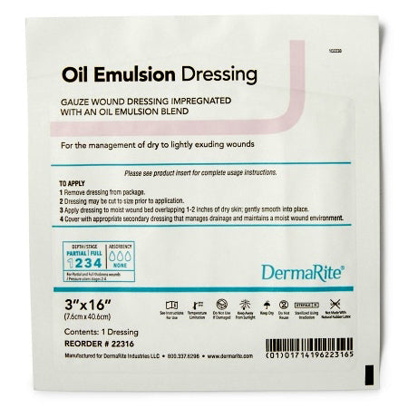 DermaRite Oil Emulsion Wound Dressing, 3 x 16 Inch