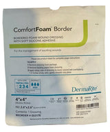 ComfortFoam Border Silicone Foam Dressing, 4 x 4 Inch