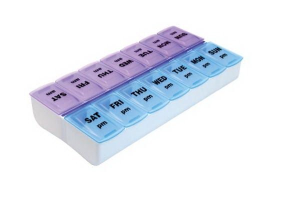 Apex Weekly Twice-A-Day Pill Organizer, 7 Day, 2 Dose, Standard Size - 70059B - LL Medico