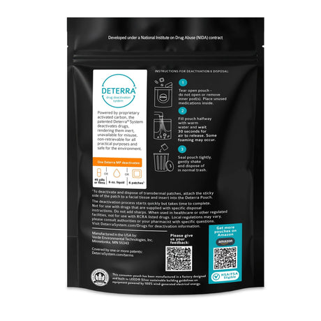 Deterra Drug Disposal Pouch, Medium, 45 Pill or 6 Patch or 6 oz Liquid Capacity - 7018-CASE - LL Medico