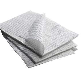 Graham Medical Procedure Towel, Nonsterile White, 17 x 18", 2-Ply Tissue / Poly Backing, Waffle Embossed, Non-Radiopaque - 70186N - LL Medico