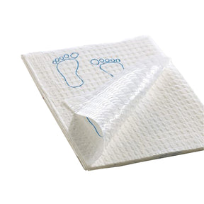 Footprint Procedure Towel, Nonsterile, White with Blue Footprints, 3-Ply Tissue, Waffle Embossed, 13.5 x 18" - 70191N - LL Medico