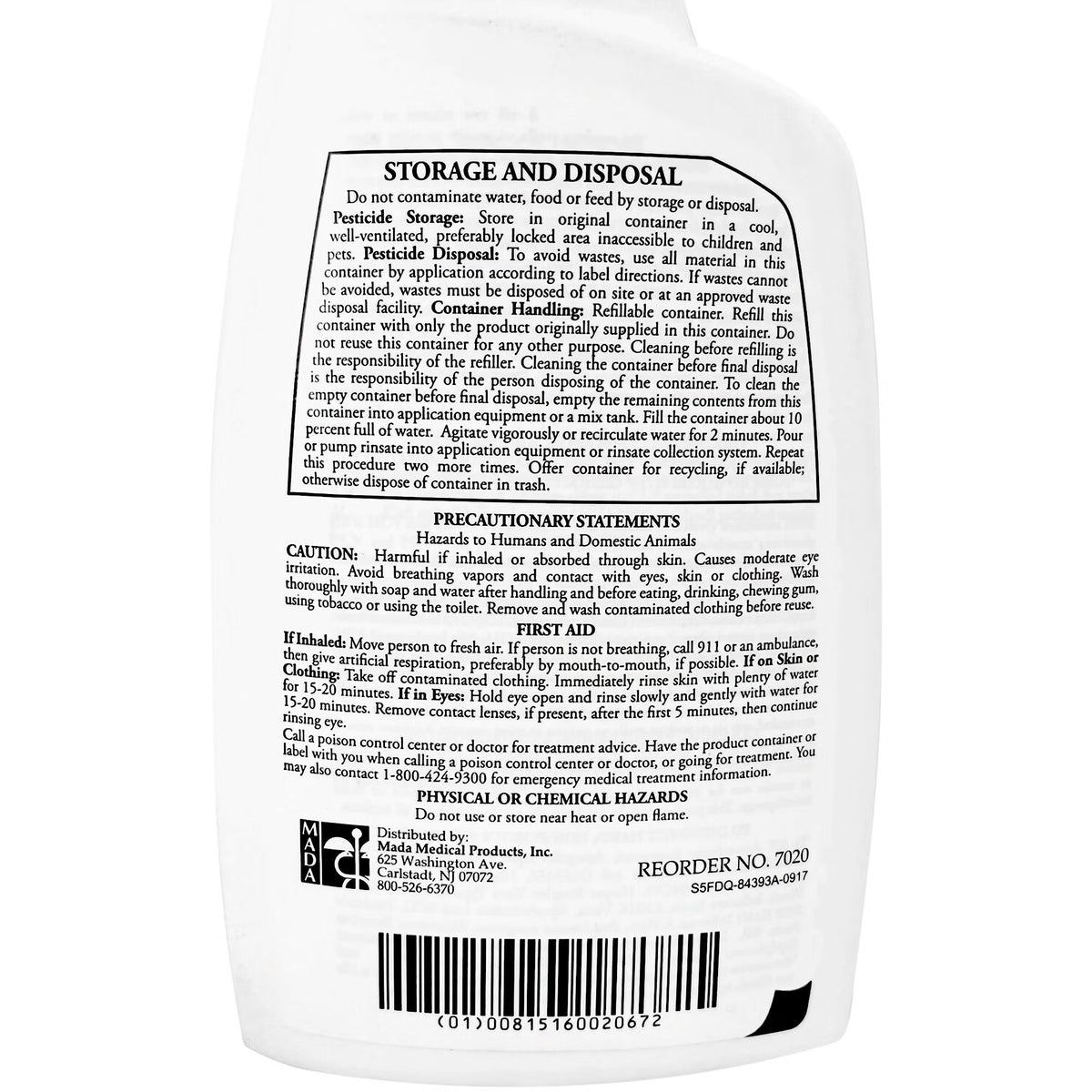 MadaCide-FD Germicidal Surface Disinfectant Cleaner, Trigger Spray Liquid, 32 oz Bottle, Alcohol Scent, NonSterile - 7020 - LL Medico