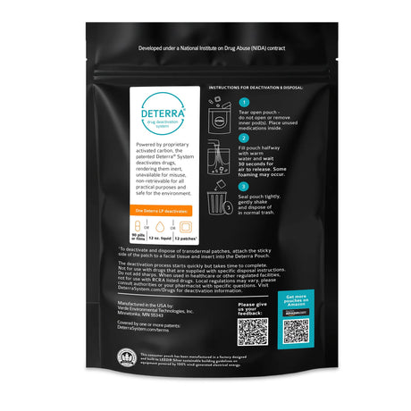 Deterra Drug Disposal Pouch, Large, 90 Pill or 12 Patch or 12 oz Liquid Capacity - 7025-CASE - LL Medico