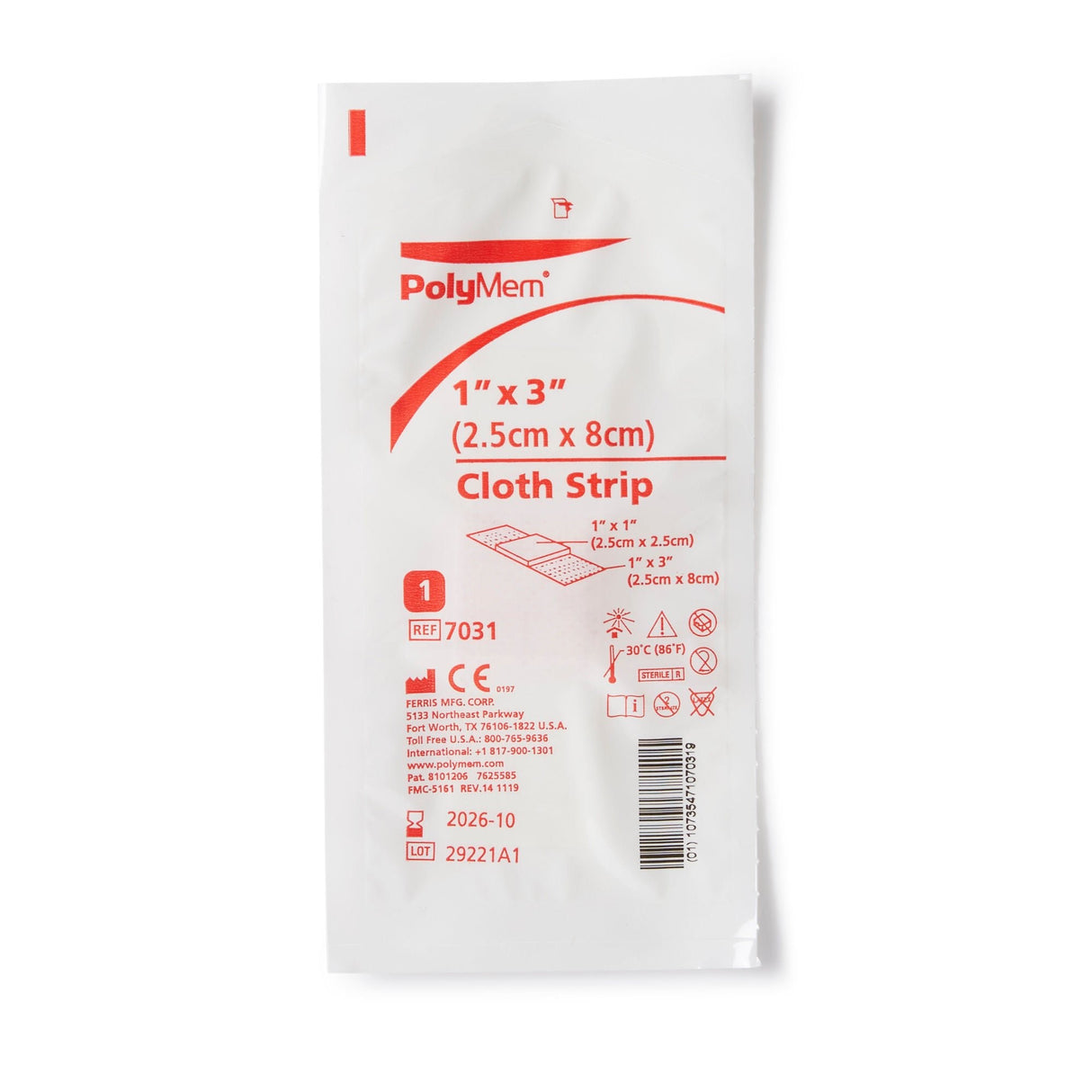 PolyMem Pink / White Adhesive Strip, 1 x 3 Inch