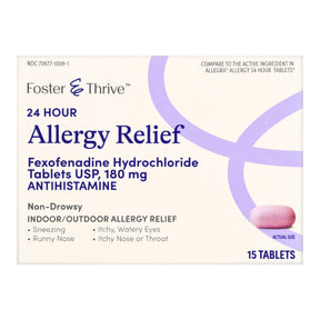 Foster & Thrive 24 Hour Allergy Relief, Fexofenadine HCl 180 mg, Non-Drowsy Tablets - 70677100901 - LL Medico