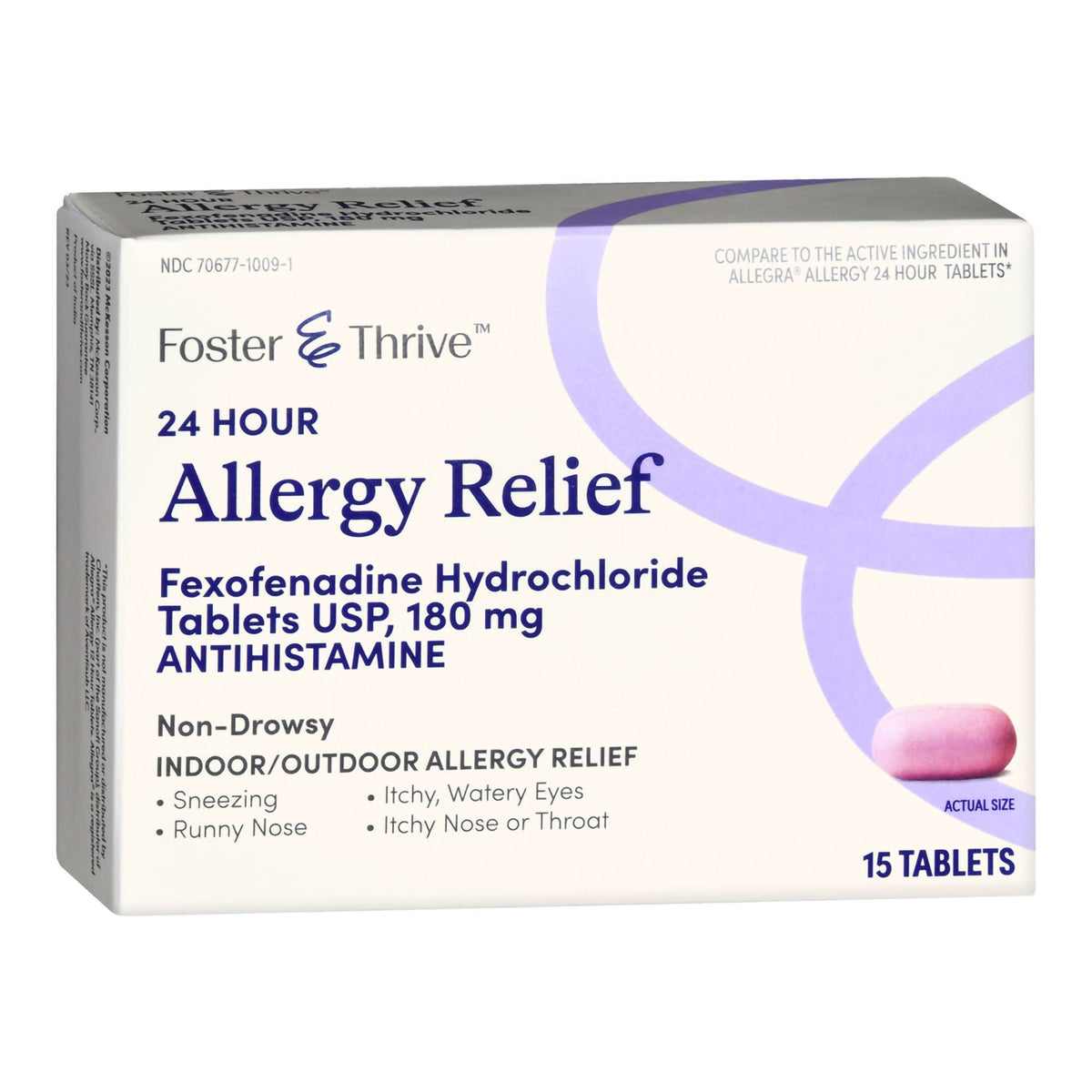 Foster & Thrive 24 Hour Allergy Relief, Fexofenadine HCl 180 mg, Non-Drowsy Tablets - 70677100901 - LL Medico
