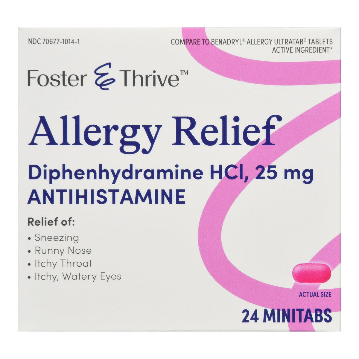 Foster & Thrive Allergy Relief Diphenhydramine HCl 25 mg, Minitab - 70677101401 - LL Medico