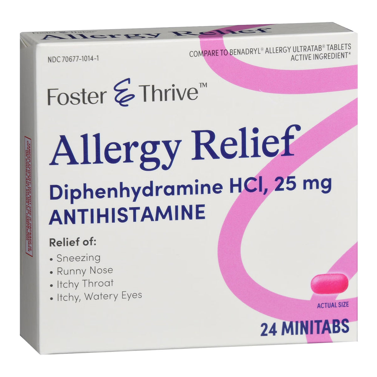 Foster & Thrive Allergy Relief Diphenhydramine HCl 25 mg, Minitab - 70677101401 - LL Medico