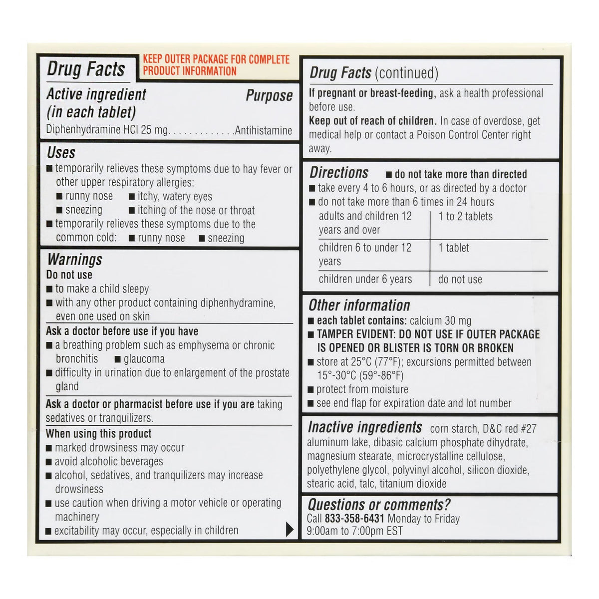 Foster & Thrive Allergy Relief Diphenhydramine HCl 25 mg, Minitab - 70677101401 - LL Medico