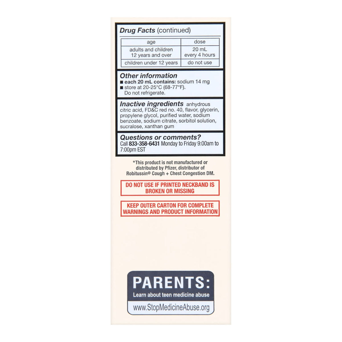 Foster & Thrive Adult Tussin DM Liquid, Guaifenesin 200 mg - Dextromethorphan HBr 20 mg / 20 mL, Raspberry Flavor, 4 oz - 70677103501 - LL Medico