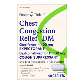 Foster & Thrive Chest Congestion Relief DM, Guaifenesin 400 mg / Dextromethorphan HBr 20 mg, Tablet - 70677105501 - LL Medico