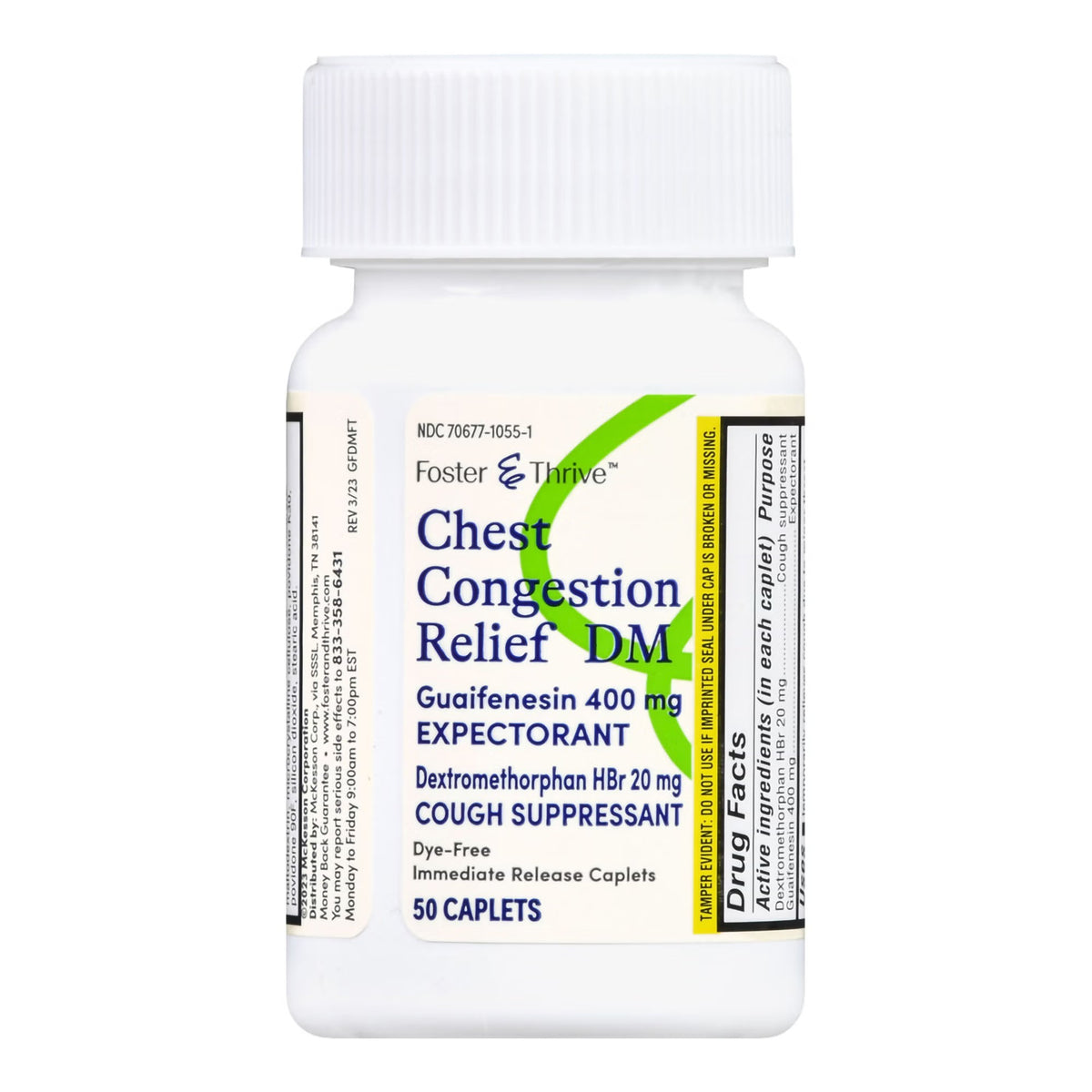 Foster & Thrive Chest Congestion Relief DM, Guaifenesin 400 mg / Dextromethorphan HBr 20 mg, Tablet - 70677105501 - LL Medico